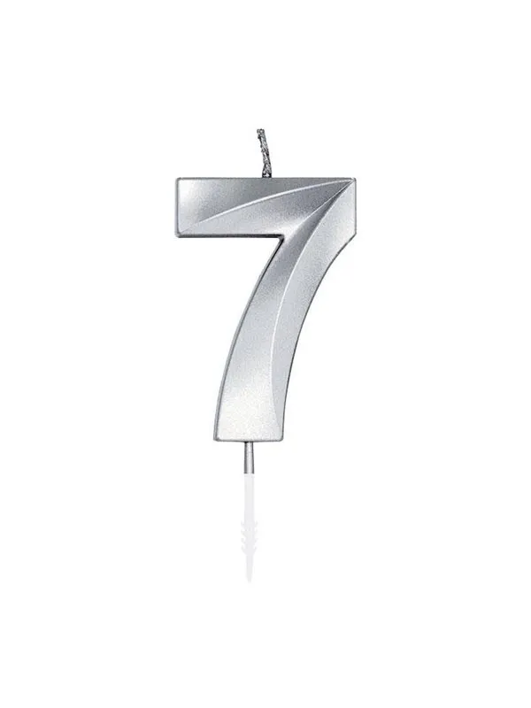 Globos Cake Candle 6cm Metallic Silver no.7