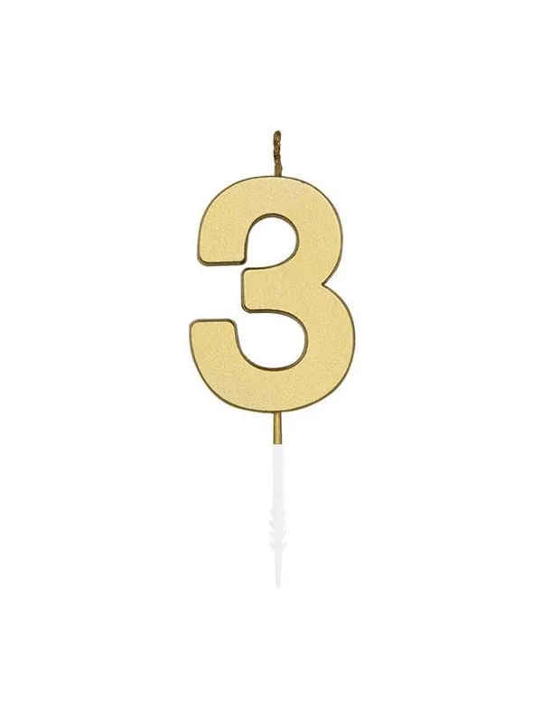 Globos Cake candle 4.5cm Metallic Gold no. 3