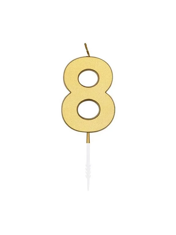 Globos Cake Candle 4.5cm Metallic Gold no. 8