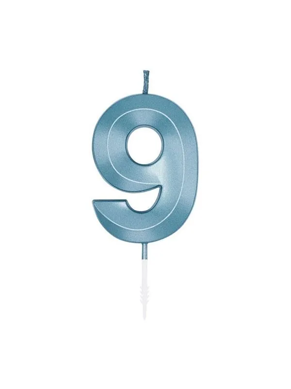 Globos Cake Candle 6cm Metallic Light Blue no. 9