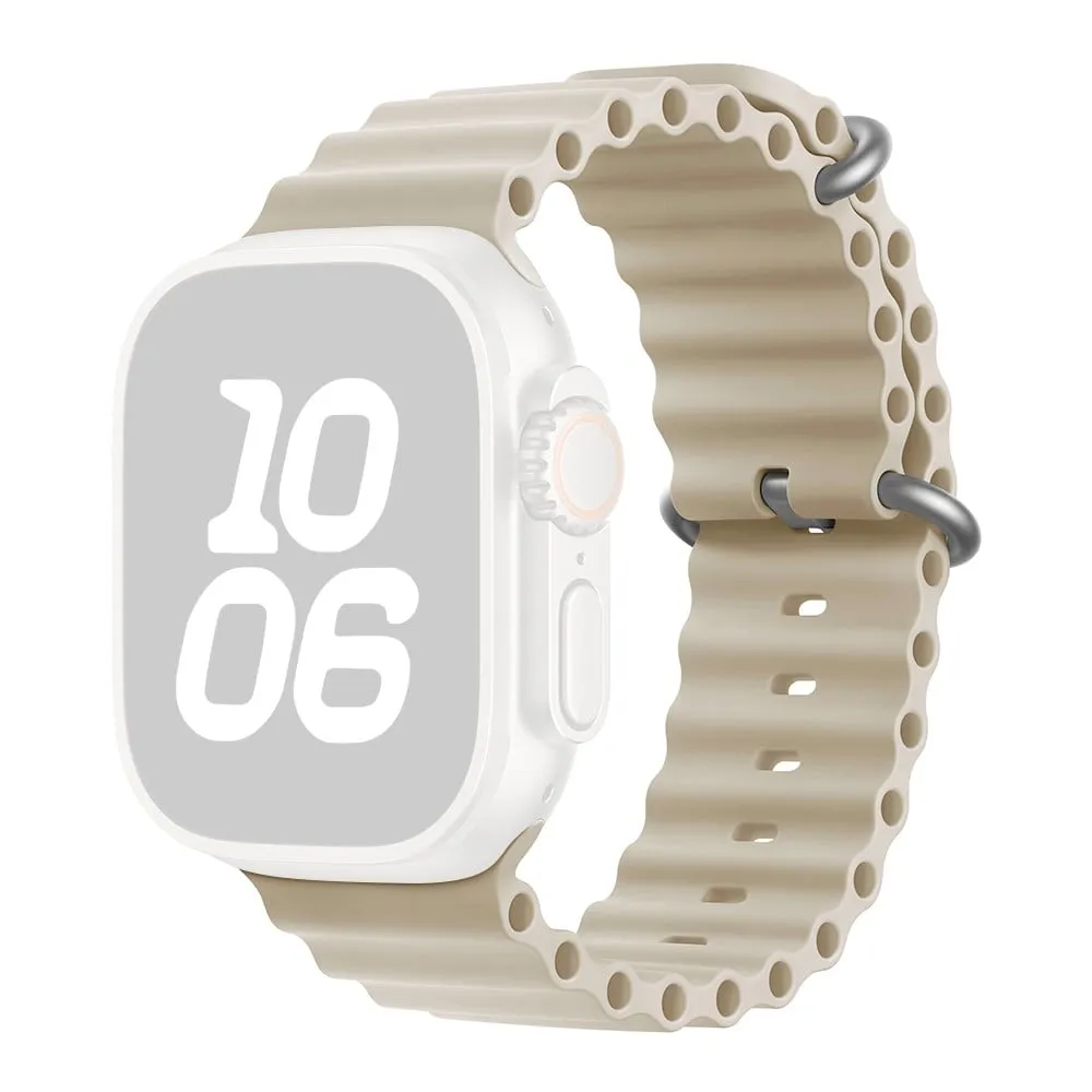 KALEBOL Ocean Silicone Band Apple Watch Series 10 46mm Breathable Soft Watch Strap - Antique White
