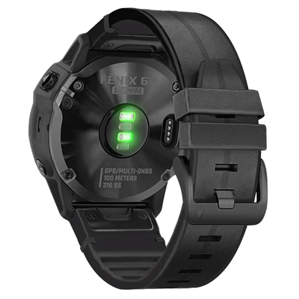 KALEBOL KLB-PWGJPU-001 Klokkerem Garmin QuickFit 26 mm vegansk lærbelagt silikonarmbånd - Svart