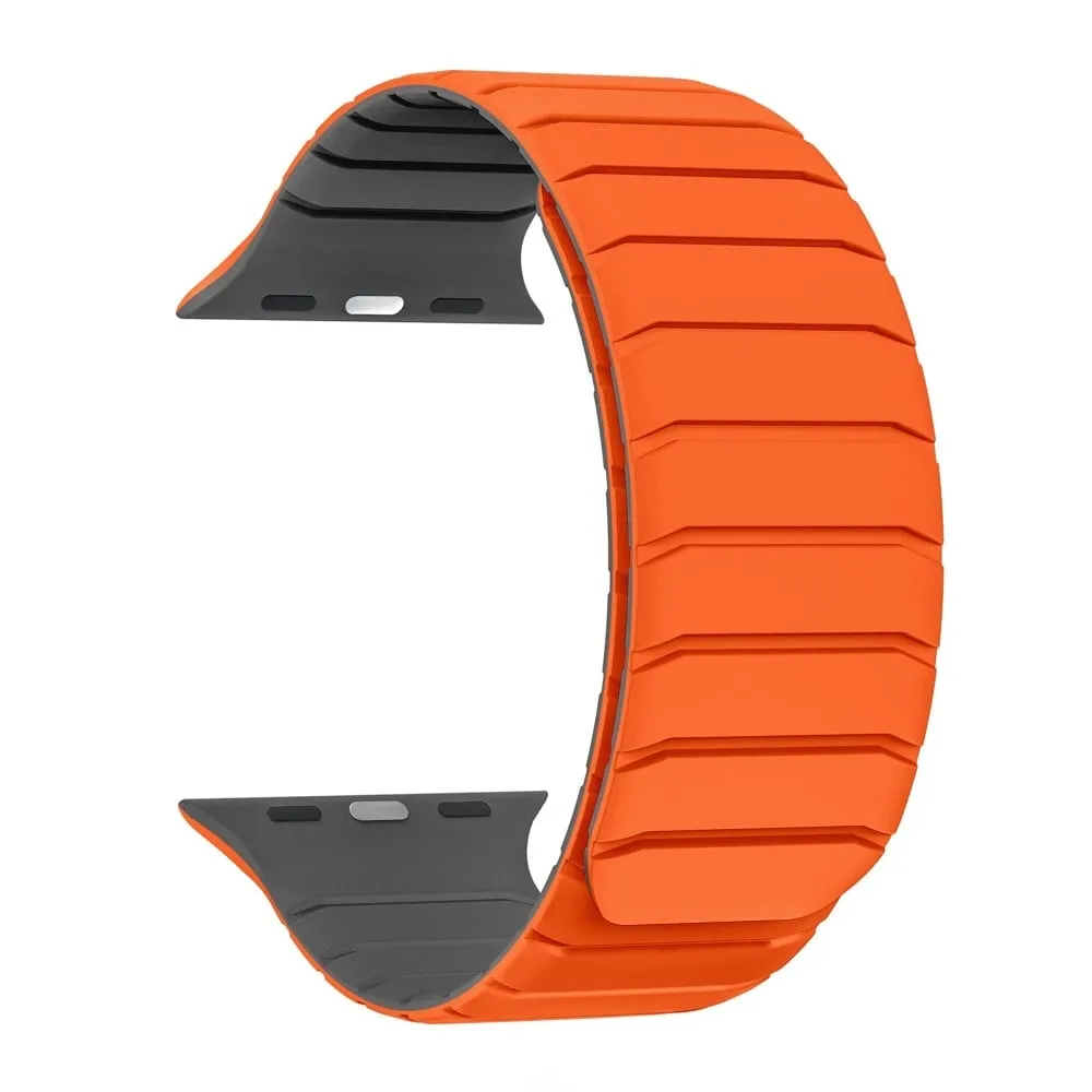Klokkerem Apple Watch Series 41mm - 40mm - 38mmSilikon magnetisk rem - Oransje / Grå