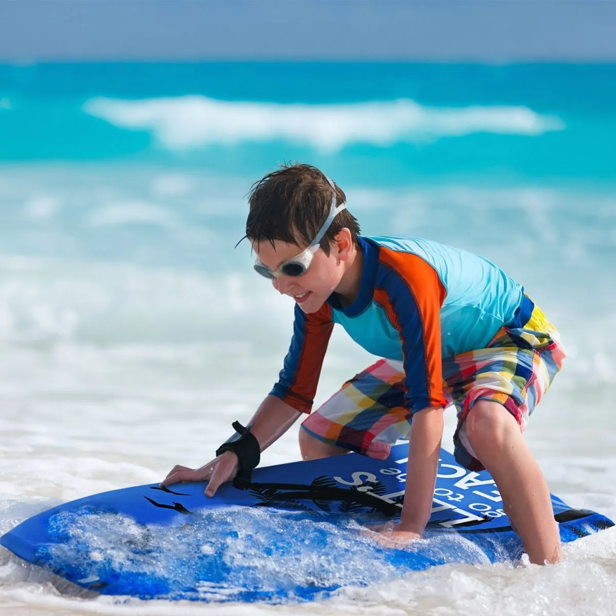 Bodyboard lett strandbadebrett for barn og voksne 106 cm blå