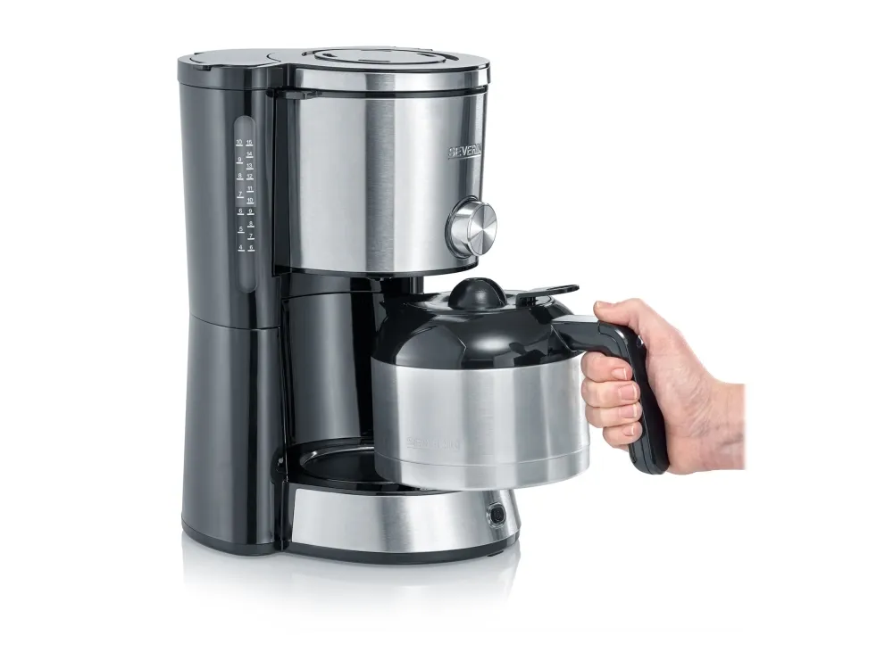 SEVERIN KA 4845 TypeSwitch - Kaffemaskin - 8 kopper - børstet rustfritt stål / svart