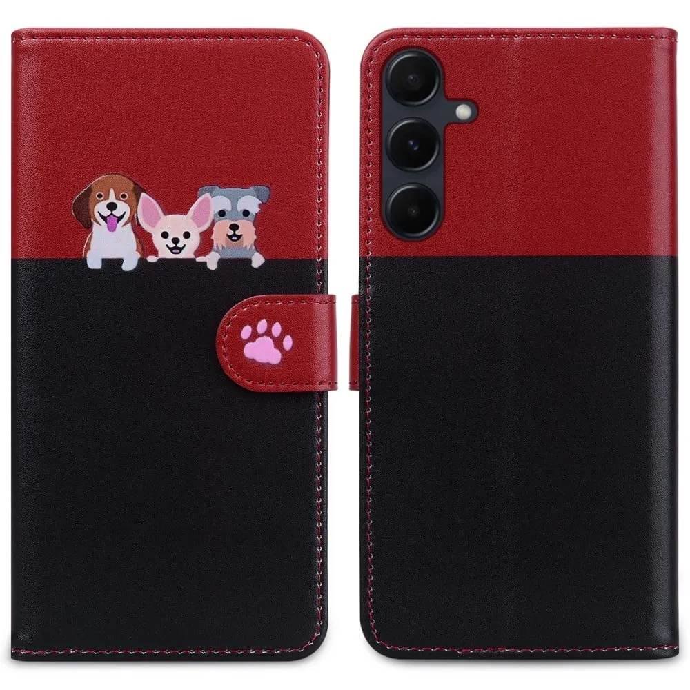 Tegneserie Soft Series Samsung Galaxy A35 5G-etui lommebok med skjøting av lærdeksel - Svart