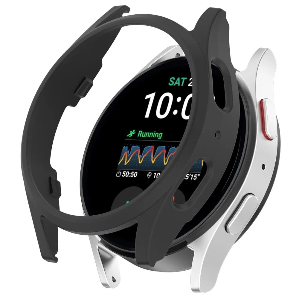 Samsung Galaxy Watch7 44 mm urkasse hul halvdeksel støtbestandig ramme - Svart