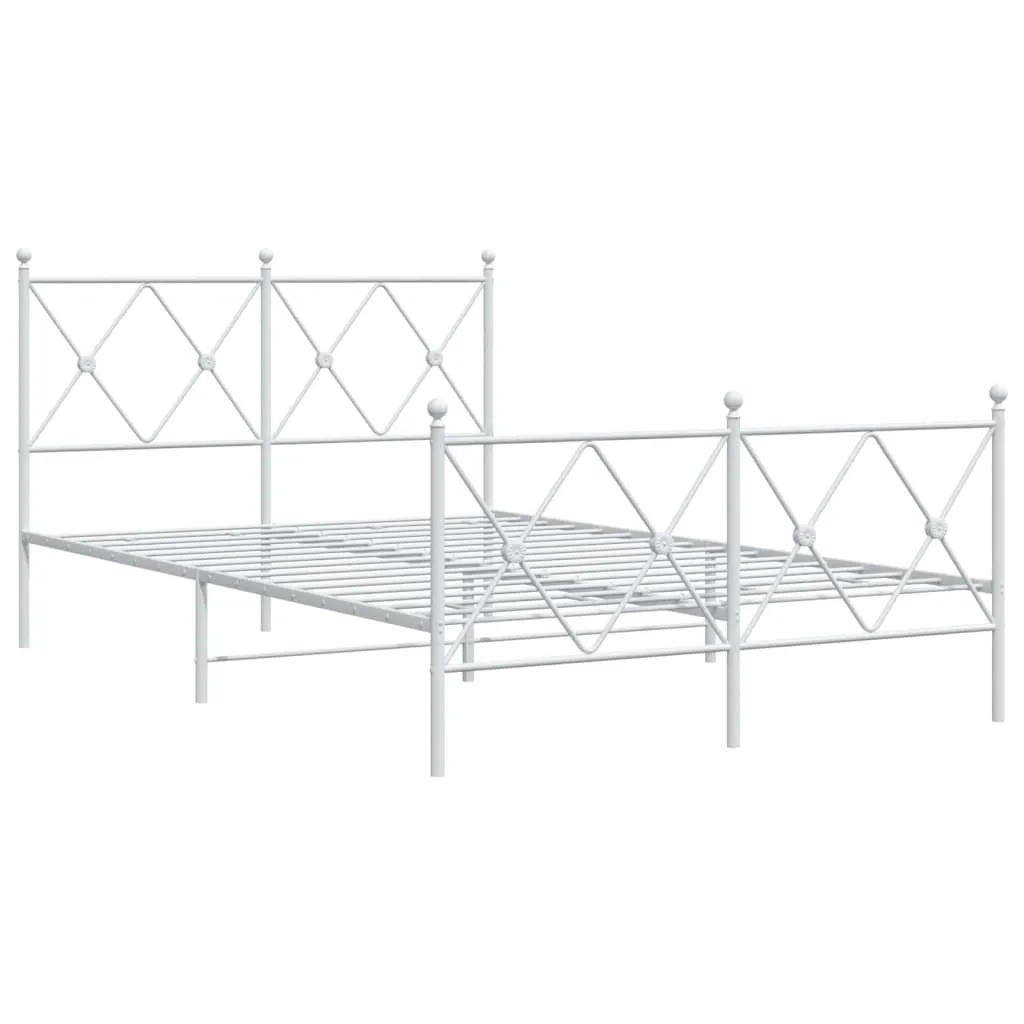 vidaXL Sengeramme i metall med hode- og fotgavl hvit 120x200 cm