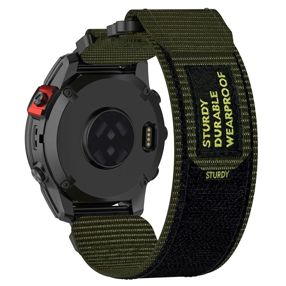 Garmin Fenix 7X / 7X Pro / Instinct 2X / Quickfit 26mm Nylon Sticker Wrist Strap - Militærgrønn