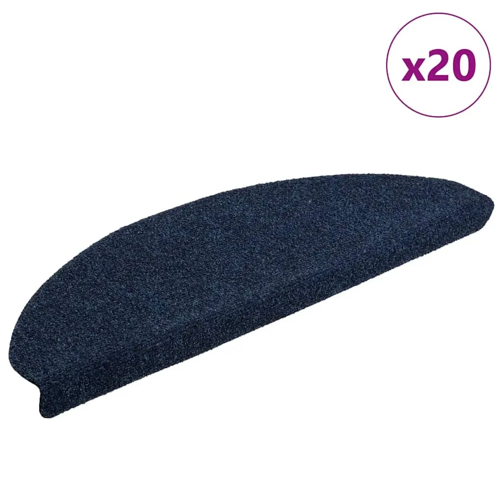 vidaXL Trappematter selvklebende 20 stk 65x21x4 cm marineblå halvrund store