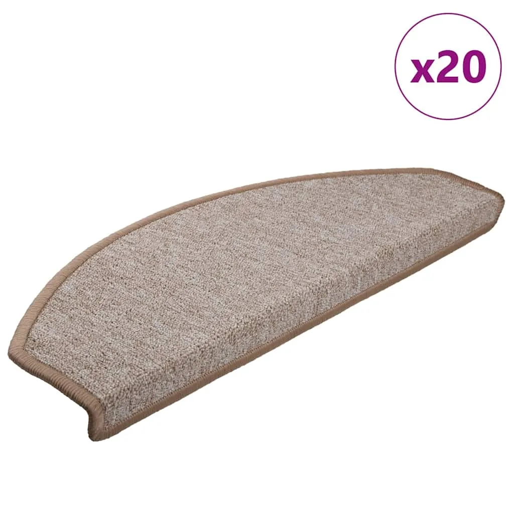 vidaXL Trappematter 20 stk 65x24x4 cm lysebrune halvrund store