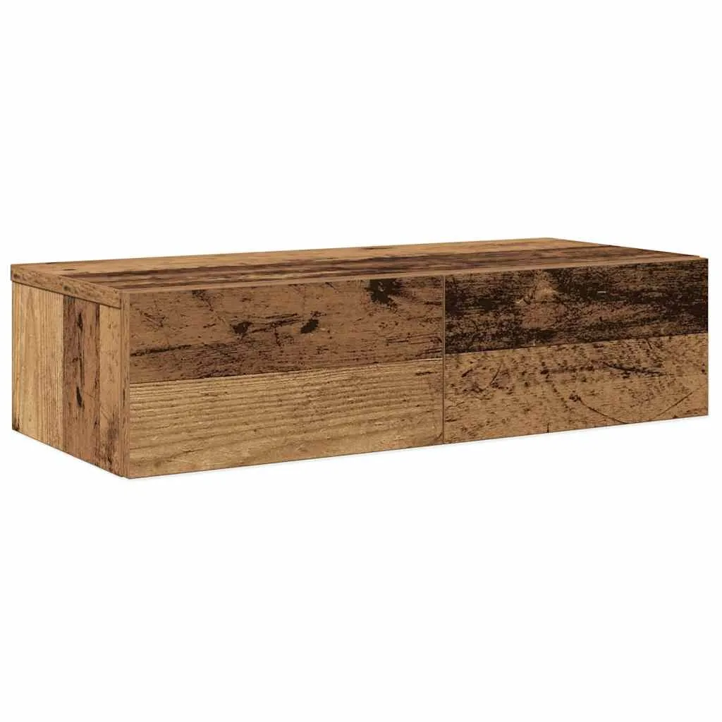 vidaXL Vegghylle med skuffer gammelt tre 60x26,5x15 cm konstruert tre