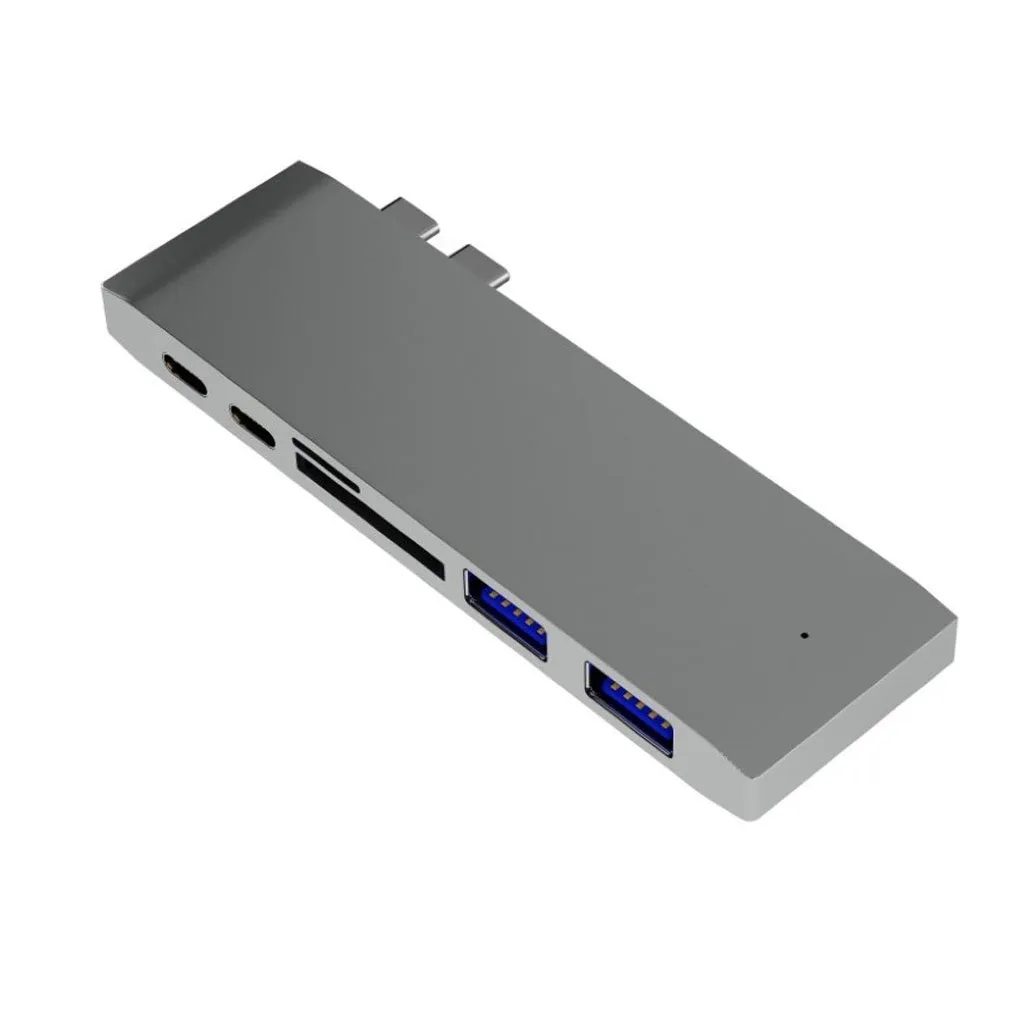 Universal 6 i 1 USB type C multi port adapter - grå