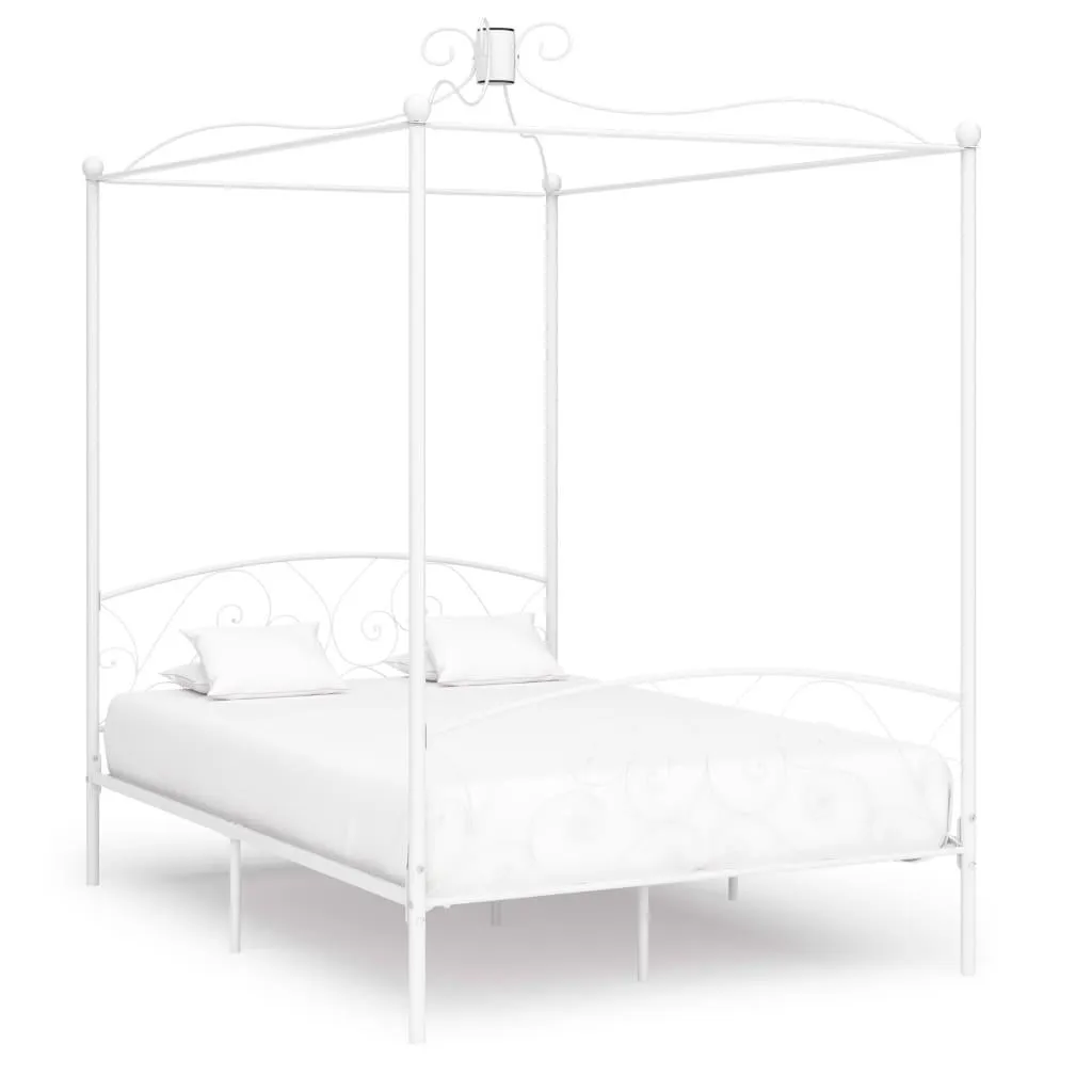 vidaXL Himmelsengeramme hvit metall 120x200 cm change1