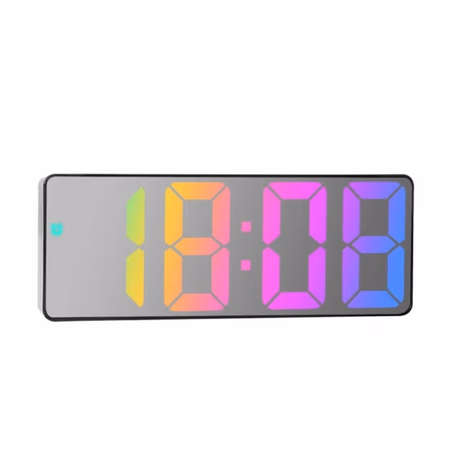 LED Klokke Elektronisk Digital Vekkerklokke Fargerik 12/24H - Style D