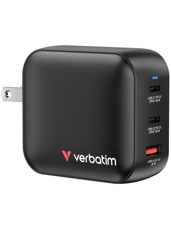 Verbatim Power Adapter - GaN - 2 x USB-C USB - 100 Watt