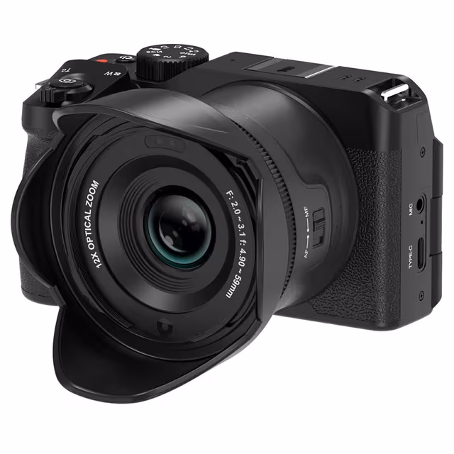 Digitalkamera ORDRO G650 12X optisk zoom video sammenleggbar skjerm 5K innebygd lys