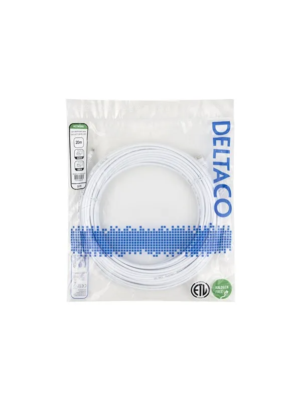 Deltaco patch cable - 20 m - white - Hvit
