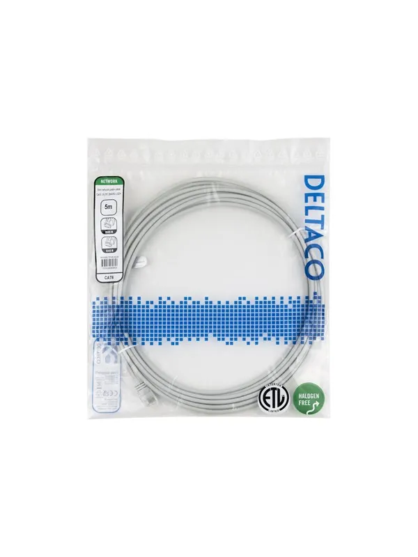 Deltaco patch cable - 5 m - grey - Grå