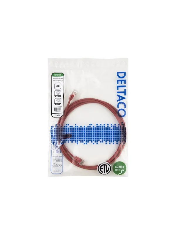 Deltaco patch cable - 2 m - red - Rød