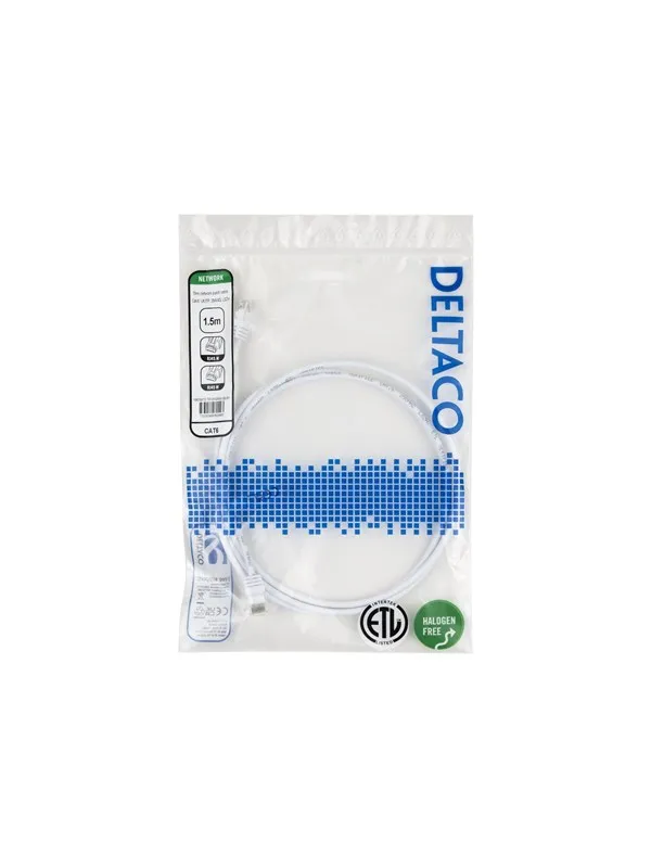 Deltaco patch cable - 1.5 m - white - Hvit