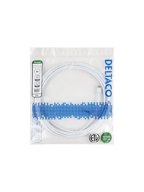 Deltaco patch cable - 5 m - white - Hvit