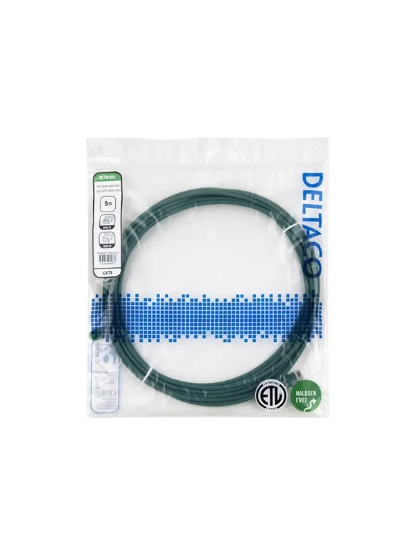 Deltaco patch cable - 5 m - green - Grønn