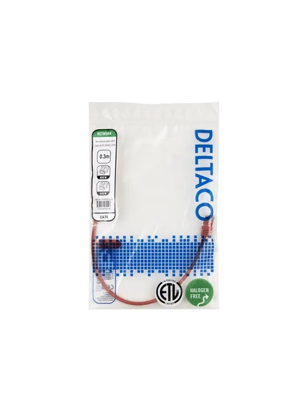 Deltaco patch cable - 0.3 m - red - Rød
