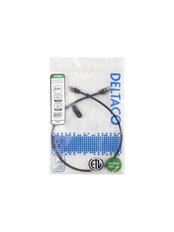 Deltaco patch cable - 0.5 m - black - Svart