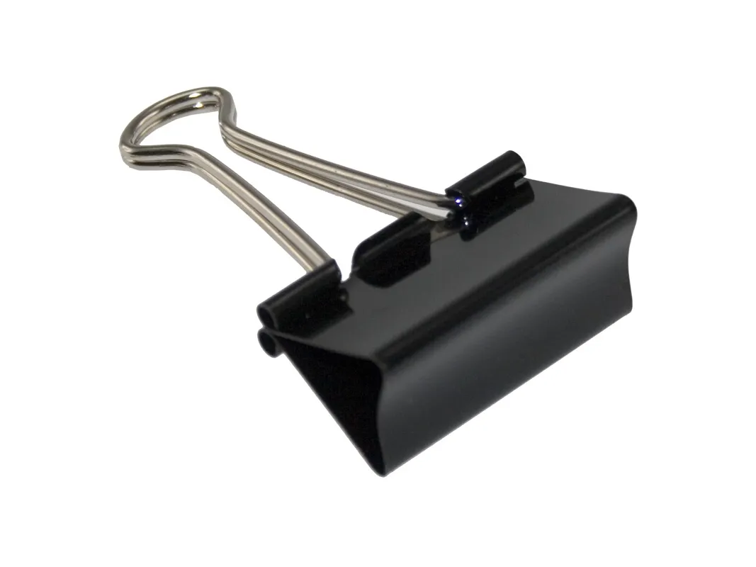 Papirklemme stål bnt sort 19mm foldback 12stk/pak - (12 stk.)