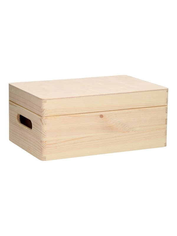 Playwood Storage Chest Rectangular Hinged Lid Pine Small