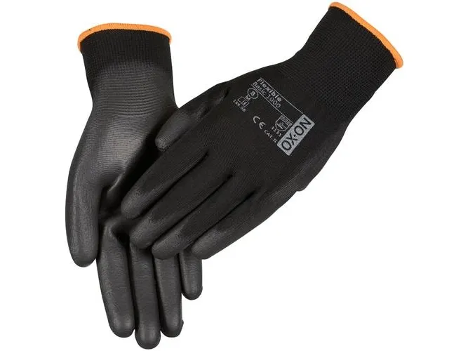 OX-ON strikhandske str. 11 - Flexible Basic 1000, fingerdyppet, polyester m/PU belægning