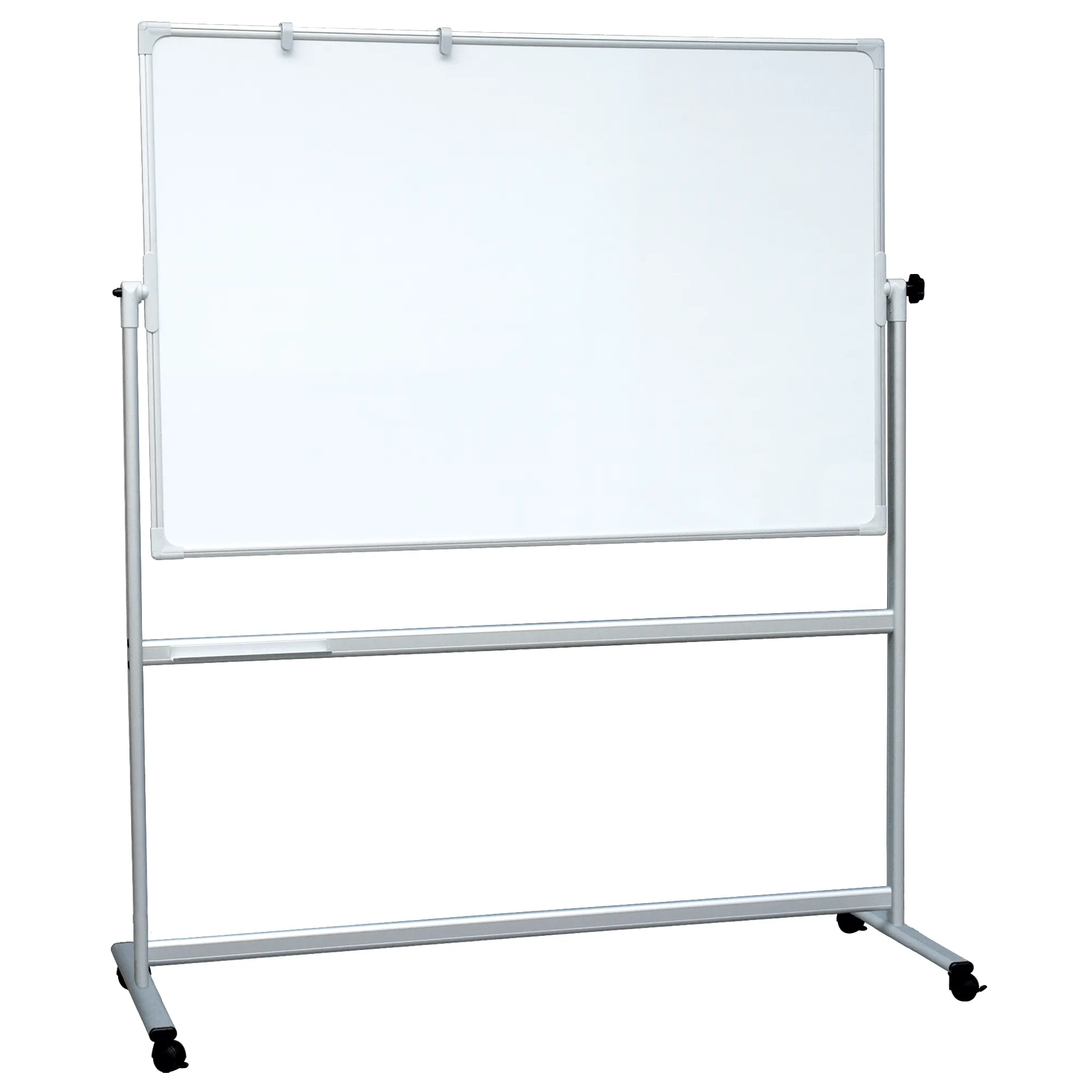 Whiteboard Mobil og vendbar 100×200 cm magnetisk med aluminiumsstel og ramme inkl. pennebakke