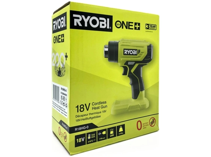 Ryobi One+ R18HG-0 - Varmepistol - 170 l/min - uten batteri - 18 V