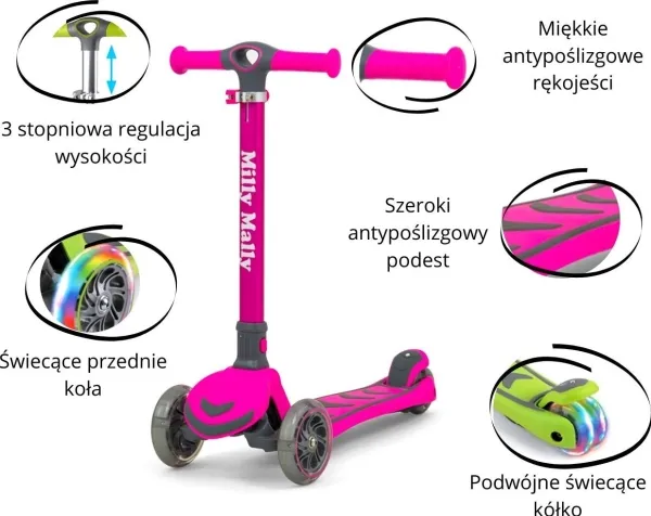 Milly Mally 2999 sparkesykkel/scooter Boogie rosa