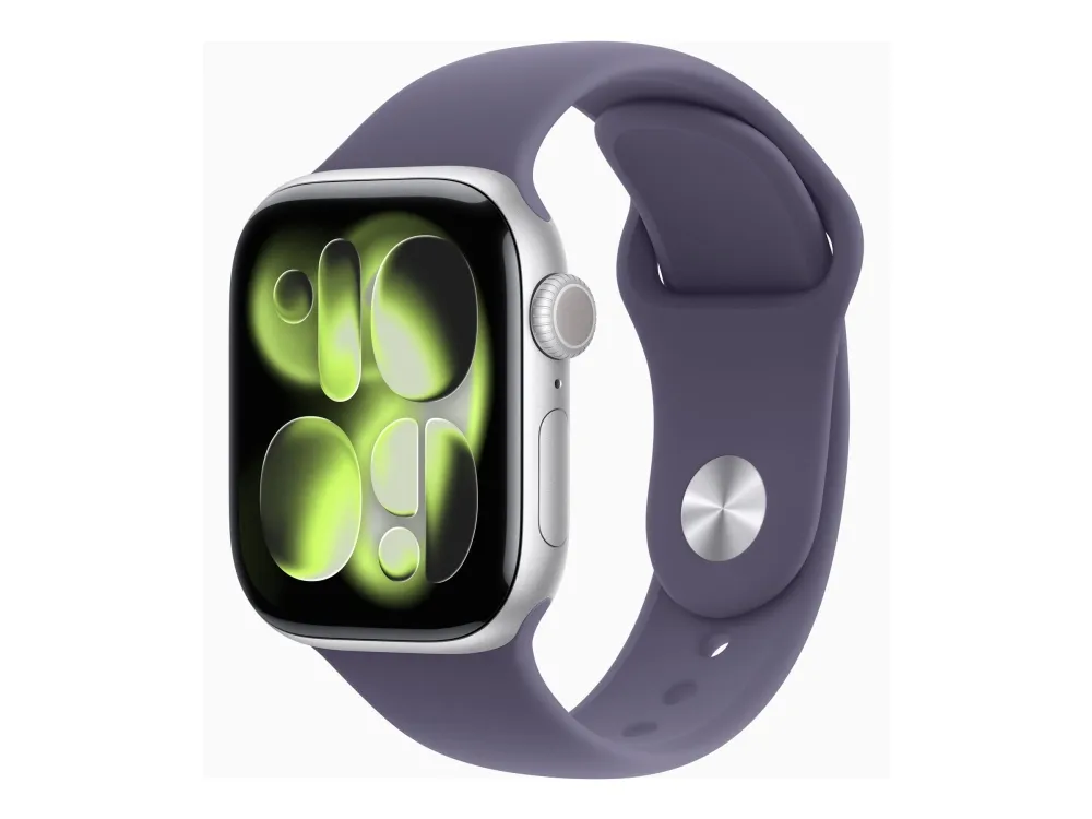 Apple Watch Series 11 GPS 42mm Silver Aluminium Case with Purple Fog Sport Band - S/M