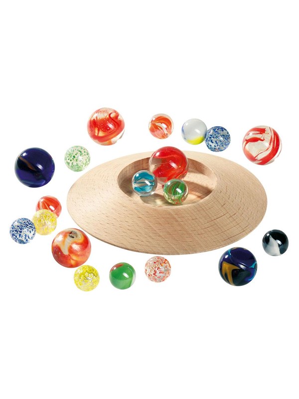 Goki Wooden Marble Pot with Marbles