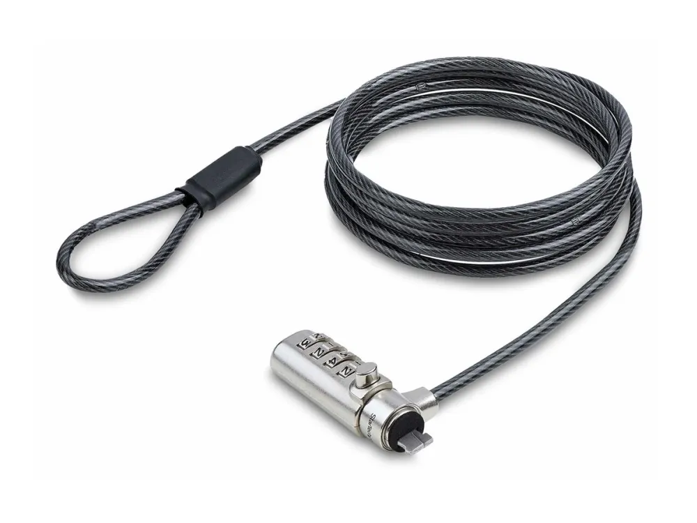 Startech Nano Slot Compatible 6.6ft (2m) Cable Lock, Laptop Security - Sikkerhetskabellås - svart og sølv - 2 m