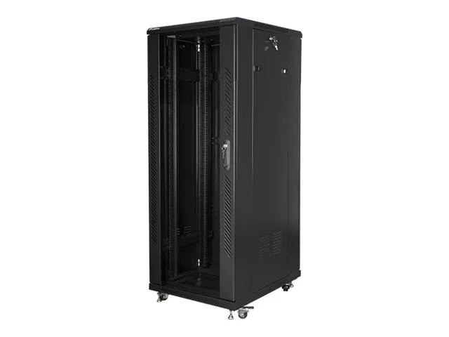 Lanberg FF01 series - Rack skap - med 4 kjølevifter - fritt stående, står på gulv - svart, RAL 9004 - 42U - 19