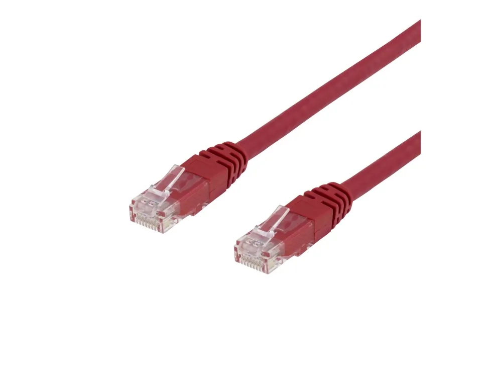 DELTACO - Koblingskabel - RJ-45 (hann) til RJ-45 (hann) - 50 cm - UTP - CAT 6 - flertrådet - rød