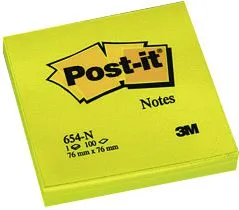 Post-it selvklebende blokk 76x76/100K neon gul (FT510010174)