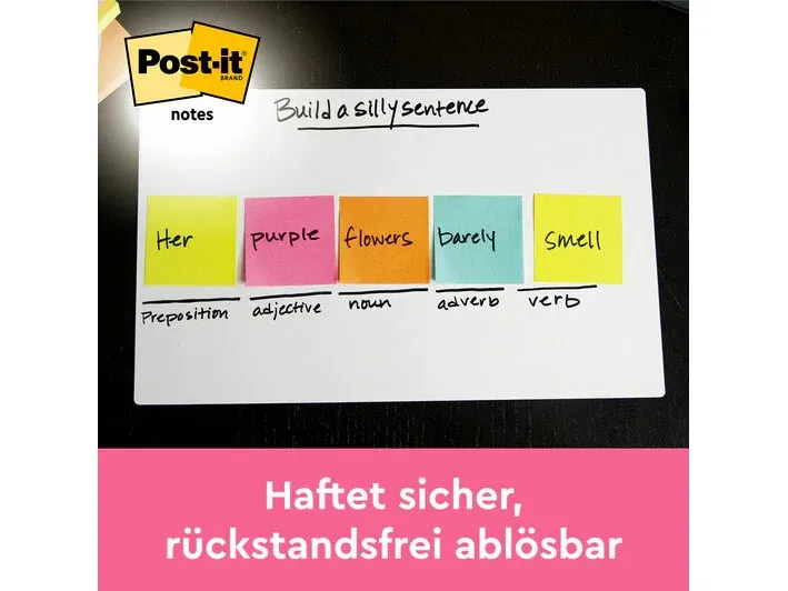 Post-It 655-6-BEA, Rektangel, Blå, Grønn, Oransje, Rosa, Gult, Papir, 127 mm, 76 mm, 100 ark