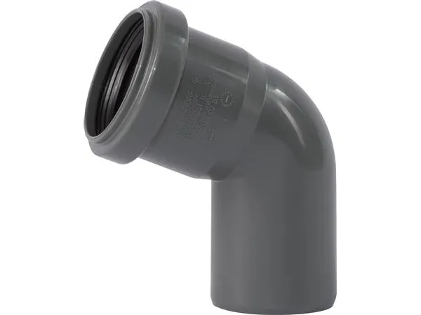 50 mm x 67° Bøjning afløb PP grå