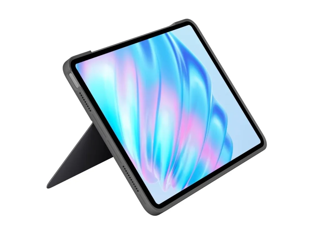 Logitech Combo Touch - Tastatur og folioveske - med styrepute - bakgrunnsbelyst - Apple Smart connector - QWERTY - Storbritannia - Oxford-grå - for Apple 11-inch iPad Air (M2, M3)