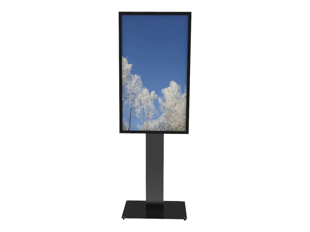 HI-ND Floorstand Glass with Casing 55 - Stativ - for digitalsignerings-LCD-panel - metall, glass - svart, RAL 9005 - skjermstørrelse: 55 - monteringsgrensesnitt: 200 x 200 mm - plassering på gulv - for Samsung QB55, QH55, QM55
