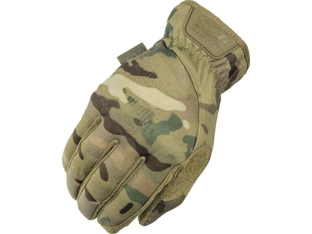 Mechanix Wear FastFit® Multicam® hansker, størrelse S, røyktfarget mansjett, 0,6 mm kunstlær, TrekDry®, touchscreen