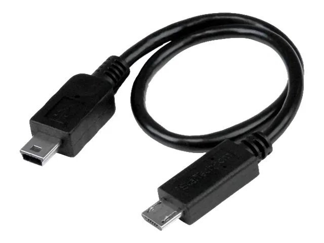 StarTech 8in USB OTG Cable - Micro USB to Mini USB - M/M - USB OTG Mobile Device Adapter Cable - 8 inch (UMUSBOTG8IN) - USB-kabel - mini-USB type B (hann) til Micro-USB type B (hann) - USB OTG - 20.32 cm - svart
