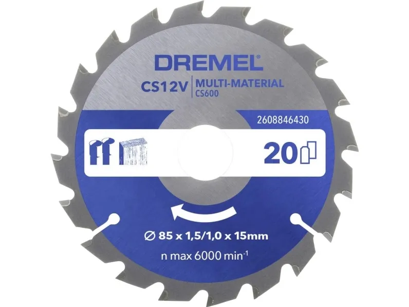 Dremel 2608846430?, Laminat, Plast, Ikke-jernholdig metall, Tre, 8,5 cm, 6000 RPM, 2,5 cm, 1 stykker