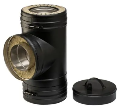 150mm Metalbestos Wood t-stykke 90° med renseprop