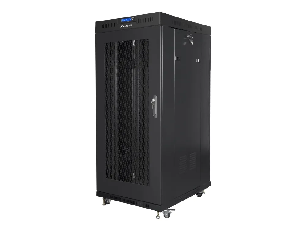 Lanberg - Rack skap - med 4 kjølevifter, display - svart, RAL 9004 - 27U - 19